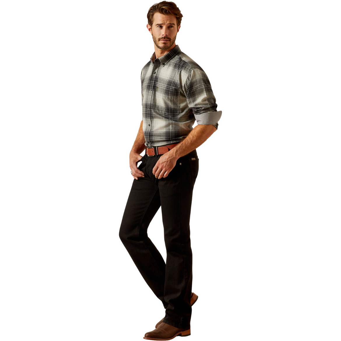 2025 Ariat Herren Clemens Hemd 10062684 - Grey Ombre Plaid